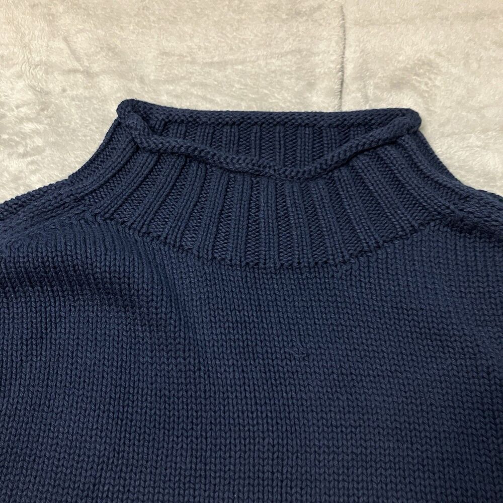 J Crew 2025 Rollneck Sweater Womens S Navy Blue 100% Cotton Coastal Minimalist - Picture 3 of 14